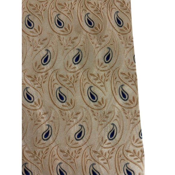 Bill Blass 100% Silk Mens Tie Necktie Multicolor Paisley Tan Blue Vintage - Picture 2 of 7